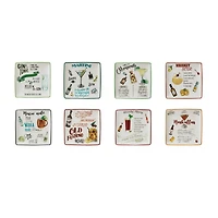 Hello Honey® 6" Cocktail Recipe Design Stoneware Plate Set