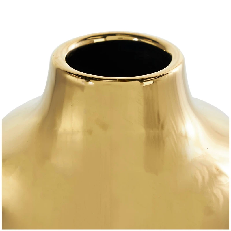 CosmoLiving by Cosmopolitan 14" Black Ceramic Vase with Gold Melting Drips