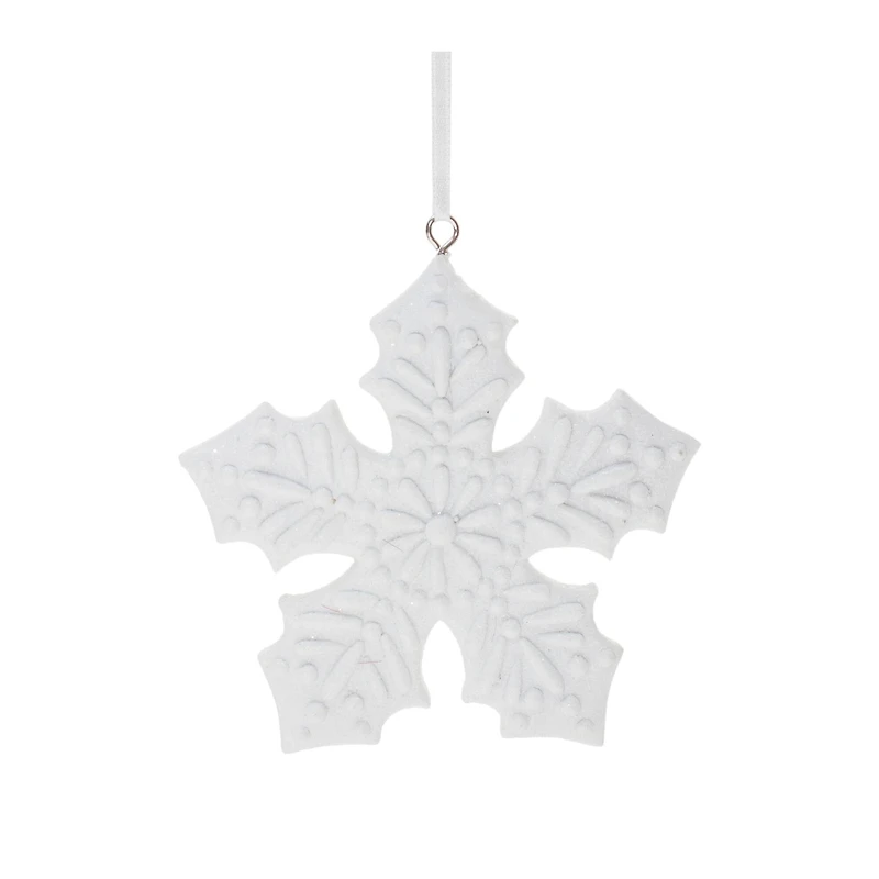 Ornate White Snowflake Ornaments Set