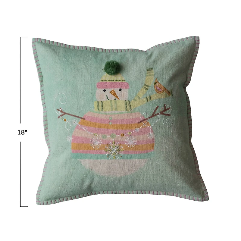 Hello Honey® 18" Snowman & Pom Pom Accent Pillow