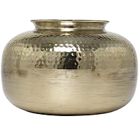 8" Gold Aluminum Brushed Vase with Hammered Top