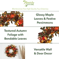 26" Autumn Persimmon & Pinecones Fall Wreath
