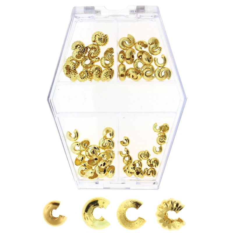 The Beadsmith® Gold Plated Crimp Bead Cover, 80ct.