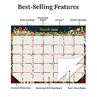 2026 Bountiful Blooms Large Desk Pad Monthly Blotter Calendar