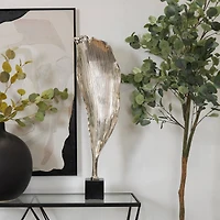 35.5" Embossed Silver Aluminum Leaf Tabletop Décor
