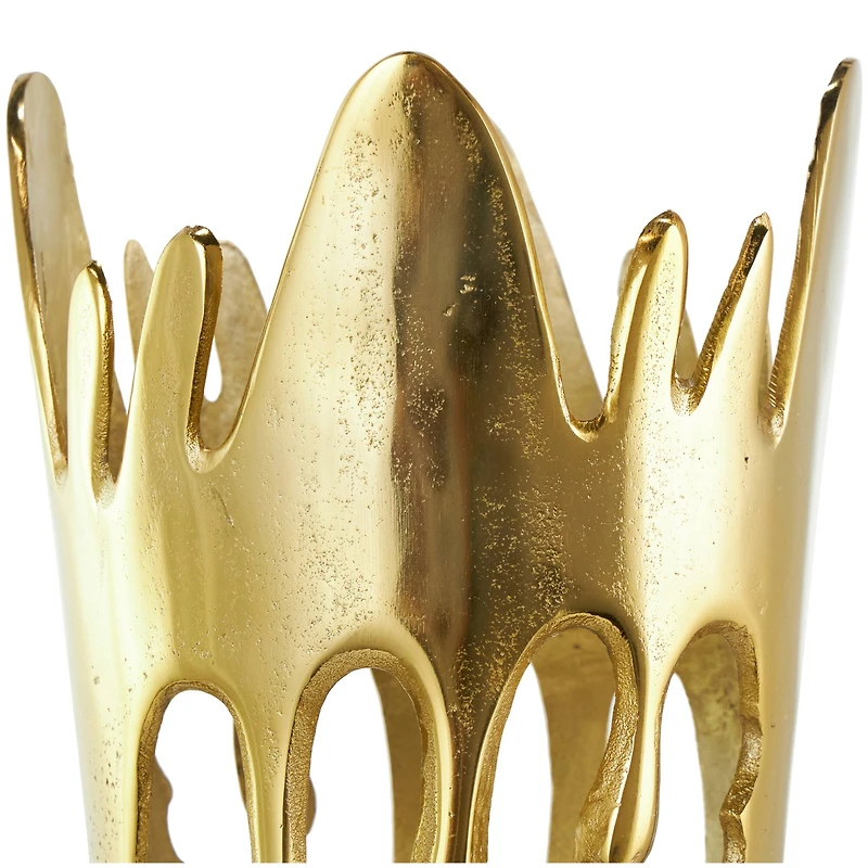 31" Gold Aluminum Drip Vase with Melting Designed Body