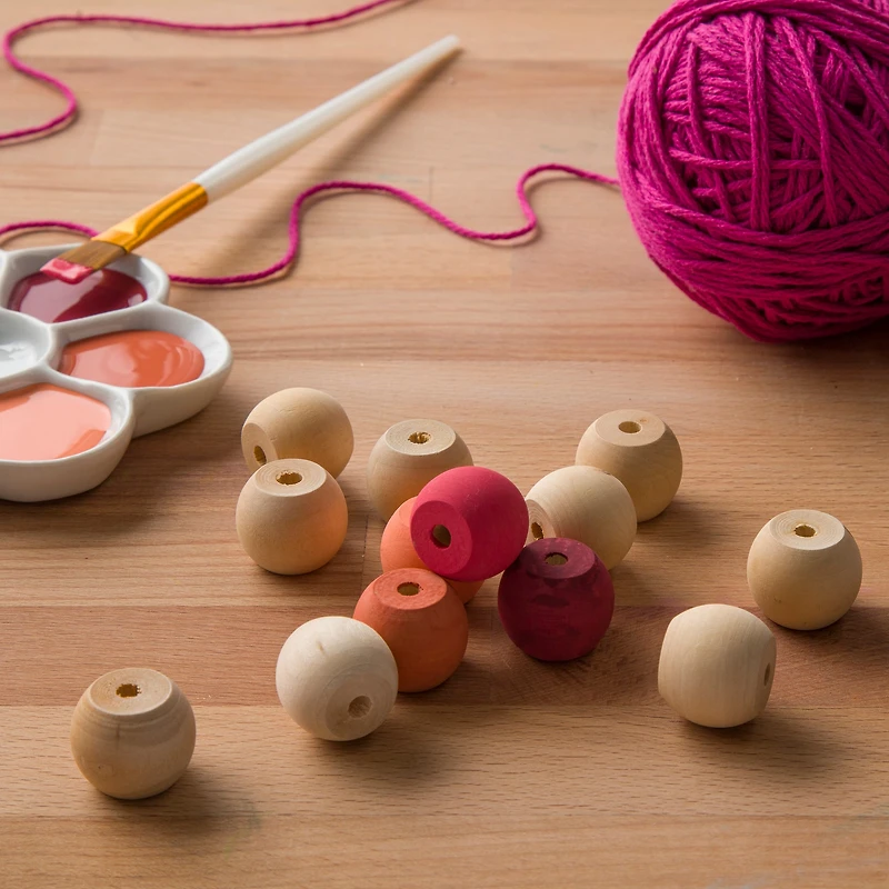 6 Packs: 18 ct. (108 total) 1" Wood Round Beads by Make Market®