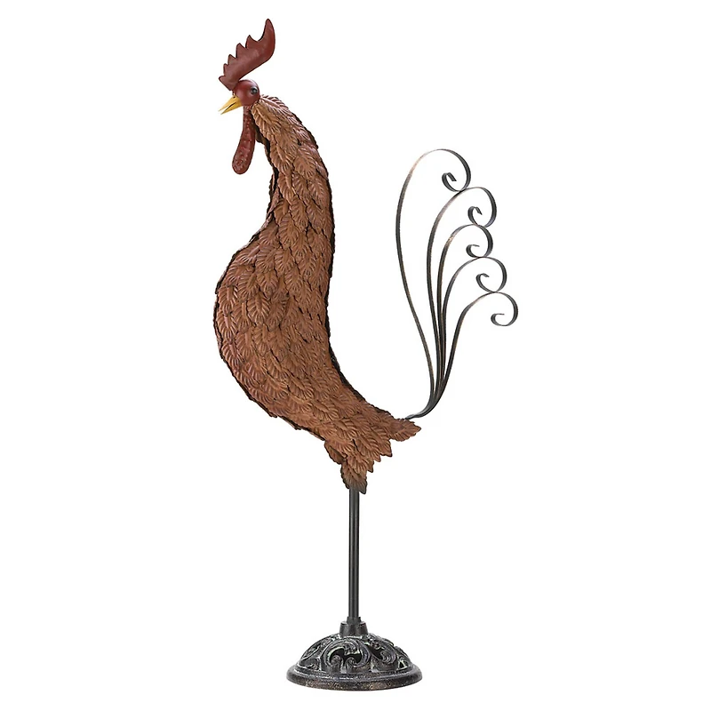 31" Metal Rooster Sculpture
