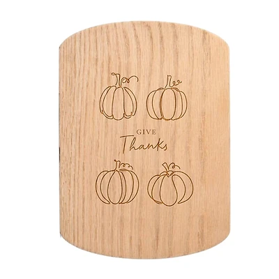 Give Thanks Pumpkins 11" x 8" Redwood Oval Cutting Board