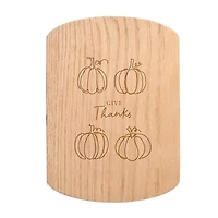 Give Thanks Pumpkins 11" x 8" Redwood Oval Cutting Board