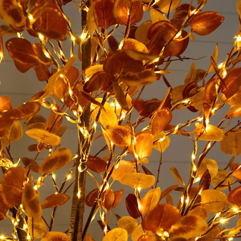 8ft. Pre-Lit Grand Autumn Eucalyptus Artificial Fall Tree with 540 Warm White LED Lights