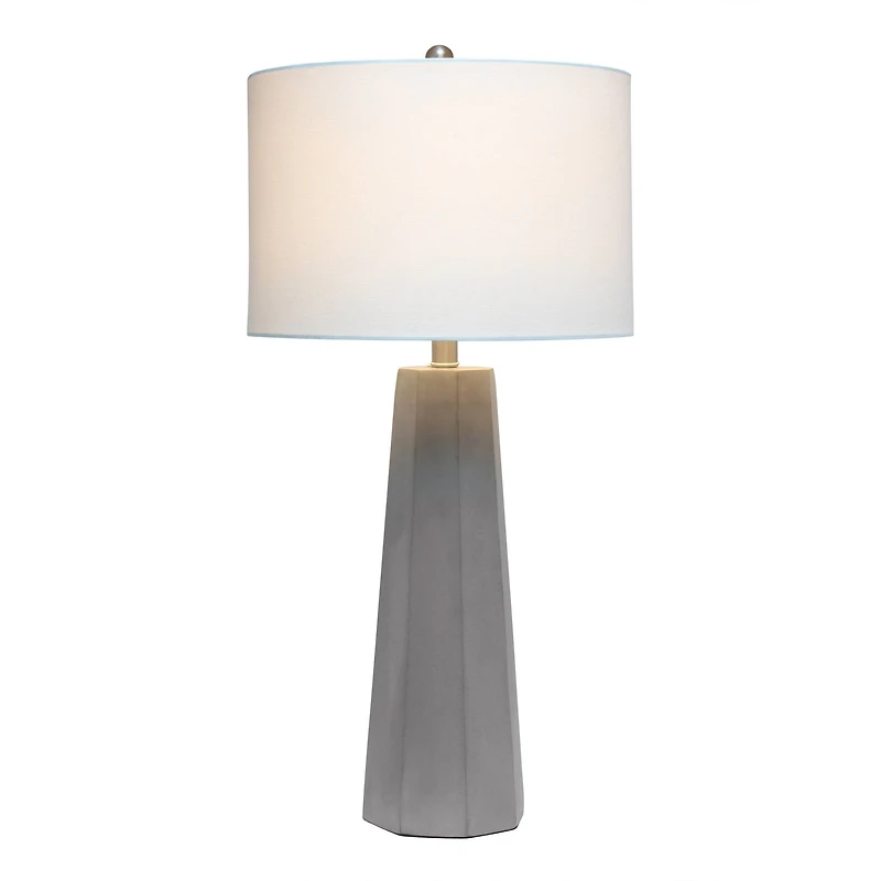 Lalia Home 30.5" Concrete Pillar Table Lamp with White Fabric Shade