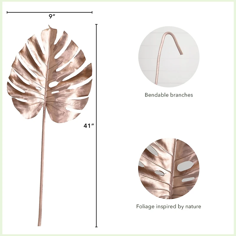 41" Rose Gold Monstera Leaf Stems, 3ct.