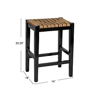 Hello Honey® 25" Seagrass & Wood Backless Bar Stool