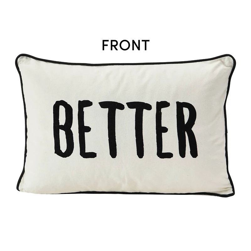 Hello Honey® Cream & Black Better Together Applique Lumbar Pillow