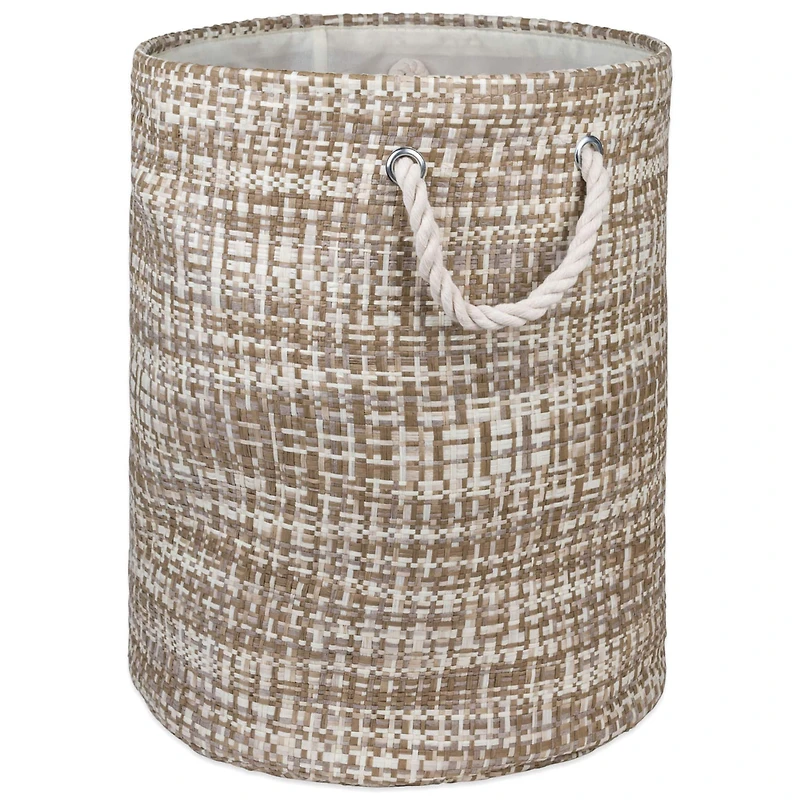DII® Large Stone Tweed Round Woven Paper Storage Basket