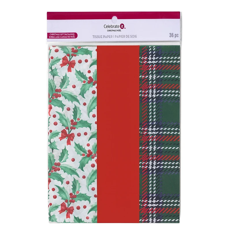 Holly Jolly Plaid Tissue Paper, 36ct. by Celebrate It™