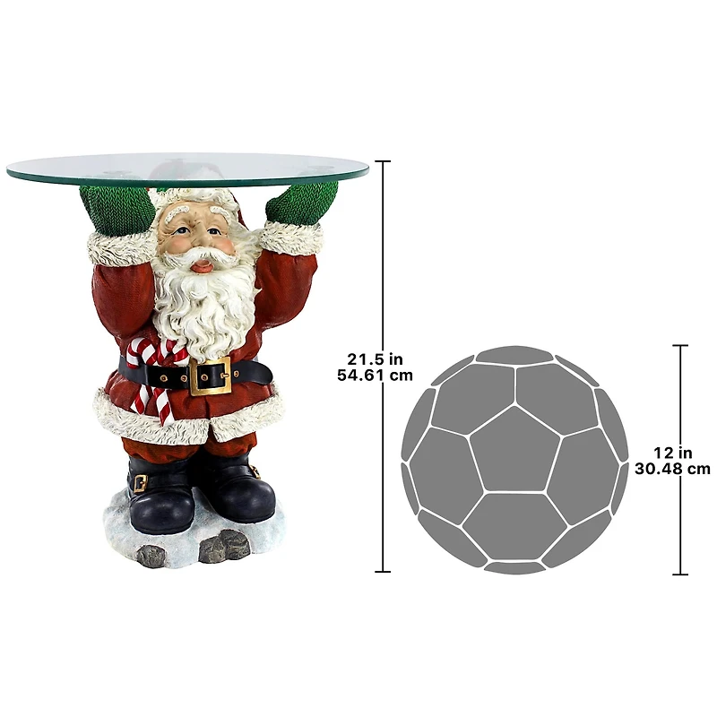 Design Toscano 21.5" Santa Claus Sculptural Glass-Topped Holiday Table
