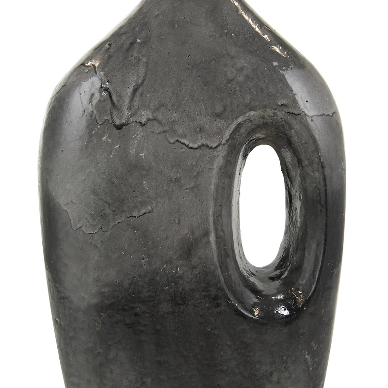 Gray Paper Mache Marble Inspired Decorative Vase with Cutout Handle