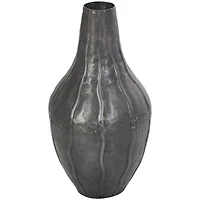 13" Black Metal Snakeskin Inspired Vase with Dimensional Wavy Accents