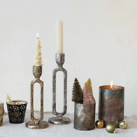 Hello Honey® 9.25" Oxidized Gold Finish Aluminum Taper Candleholder