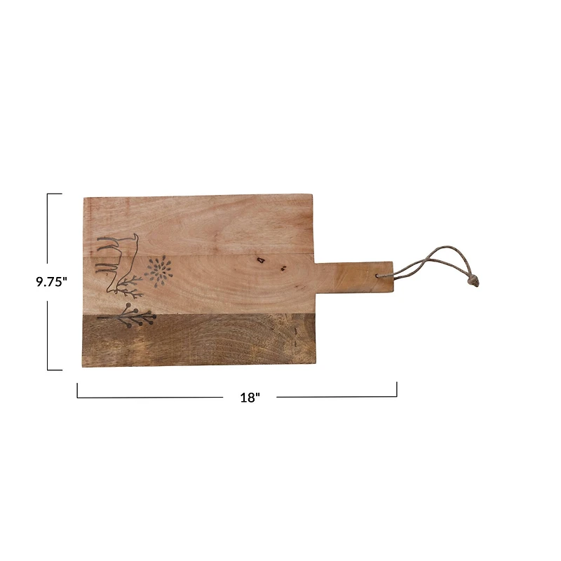 Hello Honey® 18" Laser Etched Reindeer Mango Wood Cheese & Cutting Board