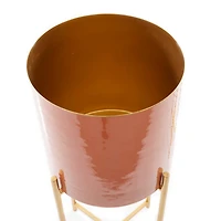 CosmoLiving by Cosmopolitan Set of 2 Orange Iron Contemporary Planter, 24" x 12" x 15"