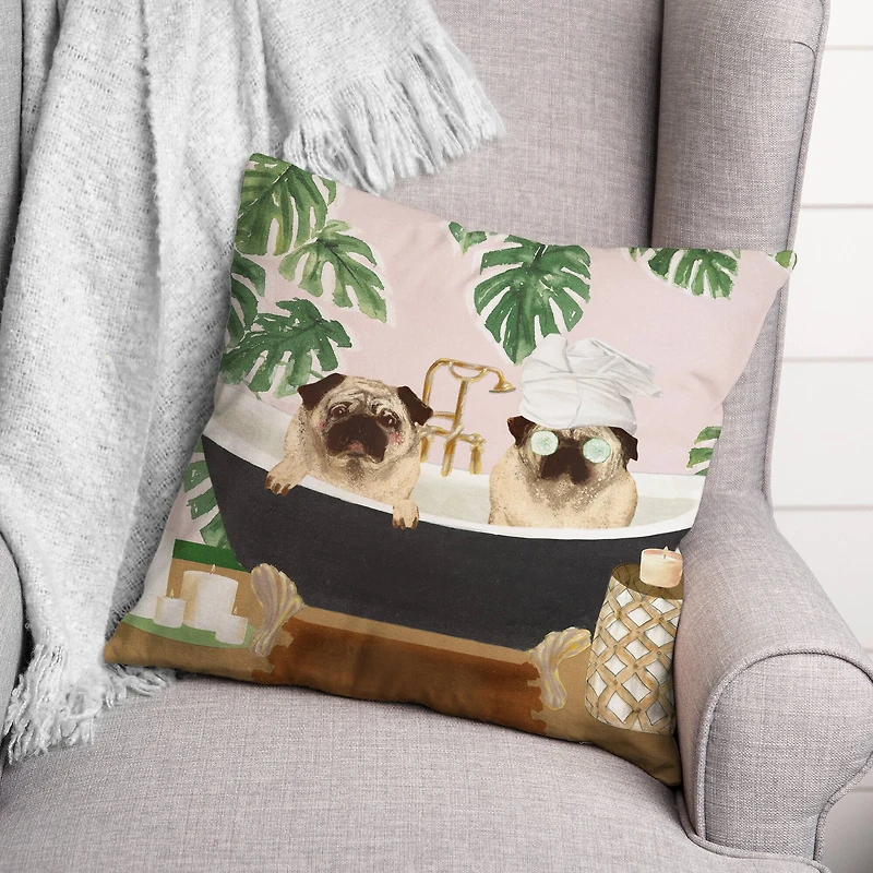 Spa Pugs 2 Throw Pillow