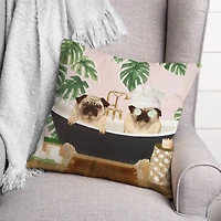 Spa Pugs 2 Throw Pillow
