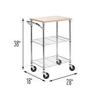 Honey Can Do Chrome & Wood Rolling Kitchen Cart with Cutting Board