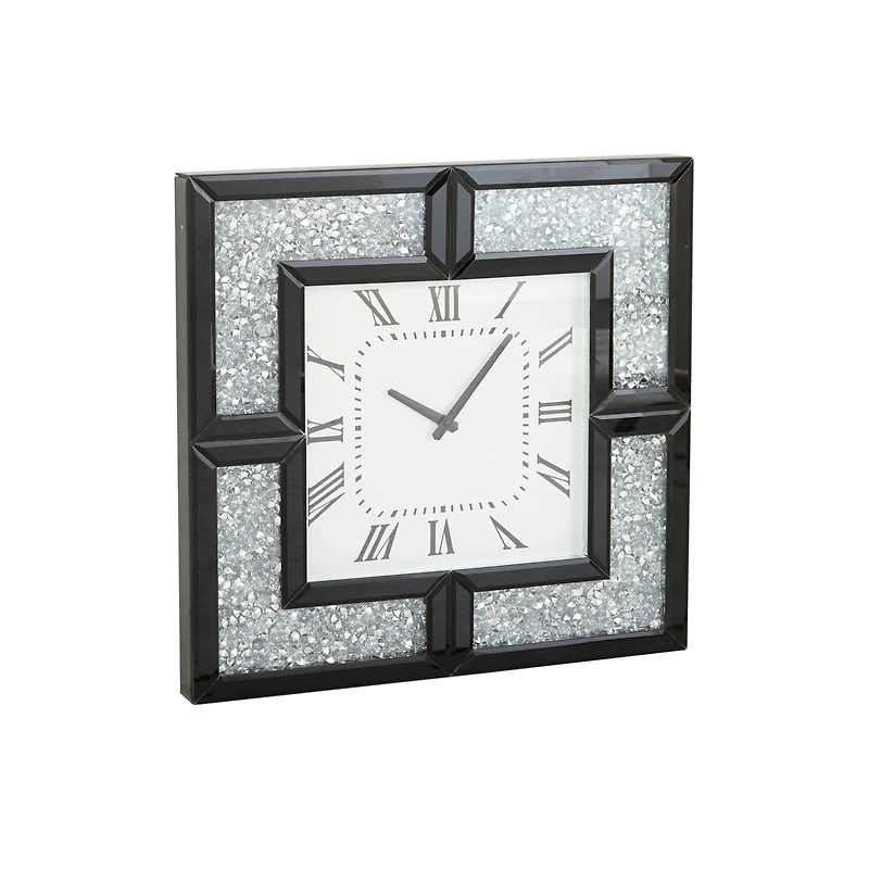 20" Black Wood Glam Wall Clock
