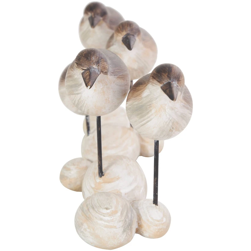 13" Brown Polystone Bird Sculpture with Cream Rock Inspired Base