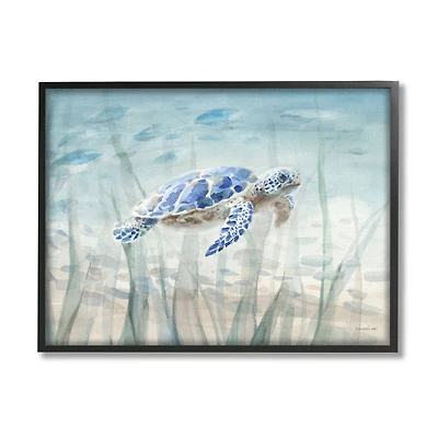 Stupell Industries Baby Sea Turtle Blue Speckled Aquatic Animal Ocean Framed Wall Art