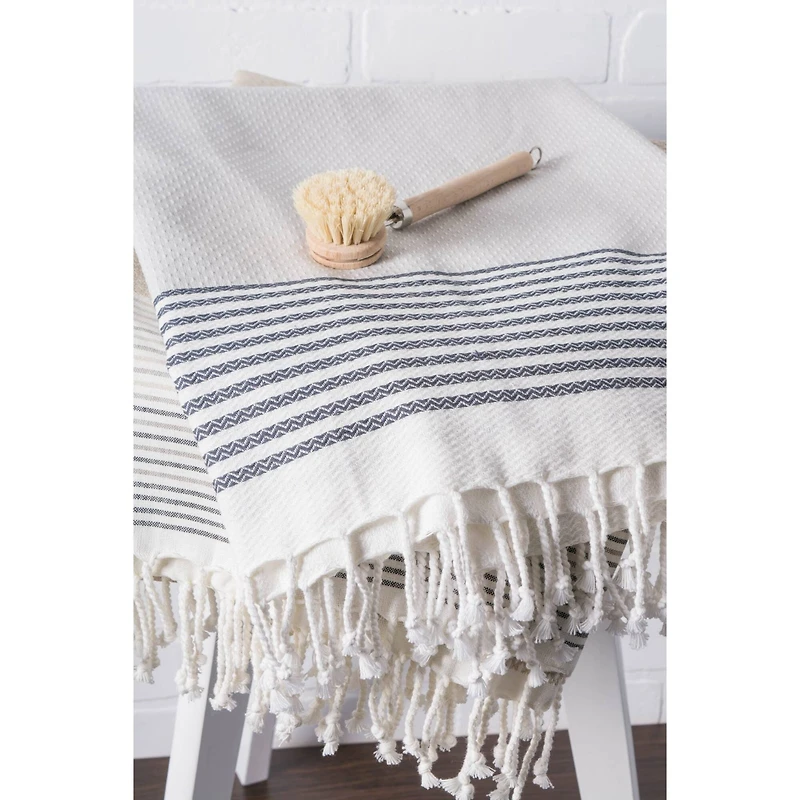 DII® Navy Stitched Stripe Fouta Towel