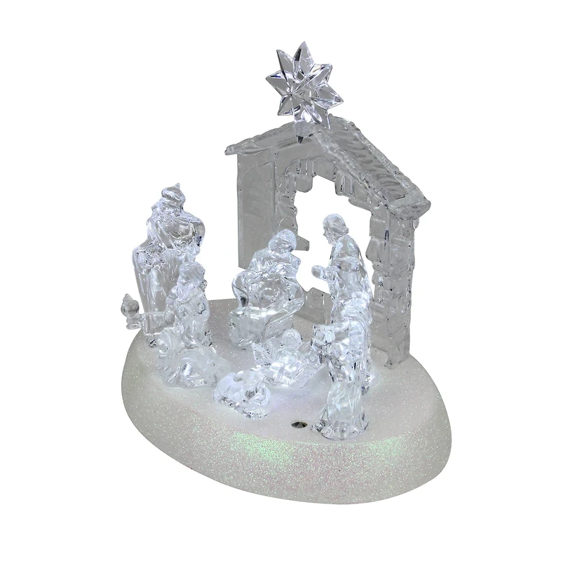 LED Lighted Christmas Nativity Scene - 7.5" - Pure White