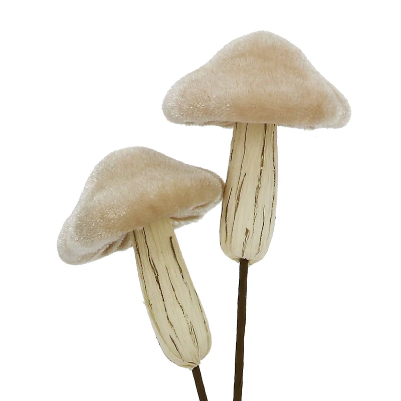 11.5" Cream Velvet Mushroom Pick by Ashland®
