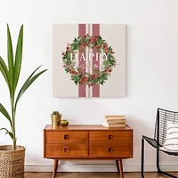 Happy Holidays Wreath Canvas Wall Art