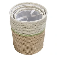 Honey Can Do Green & Beige Small Nesting Paper Straw Baskets with Handles Set