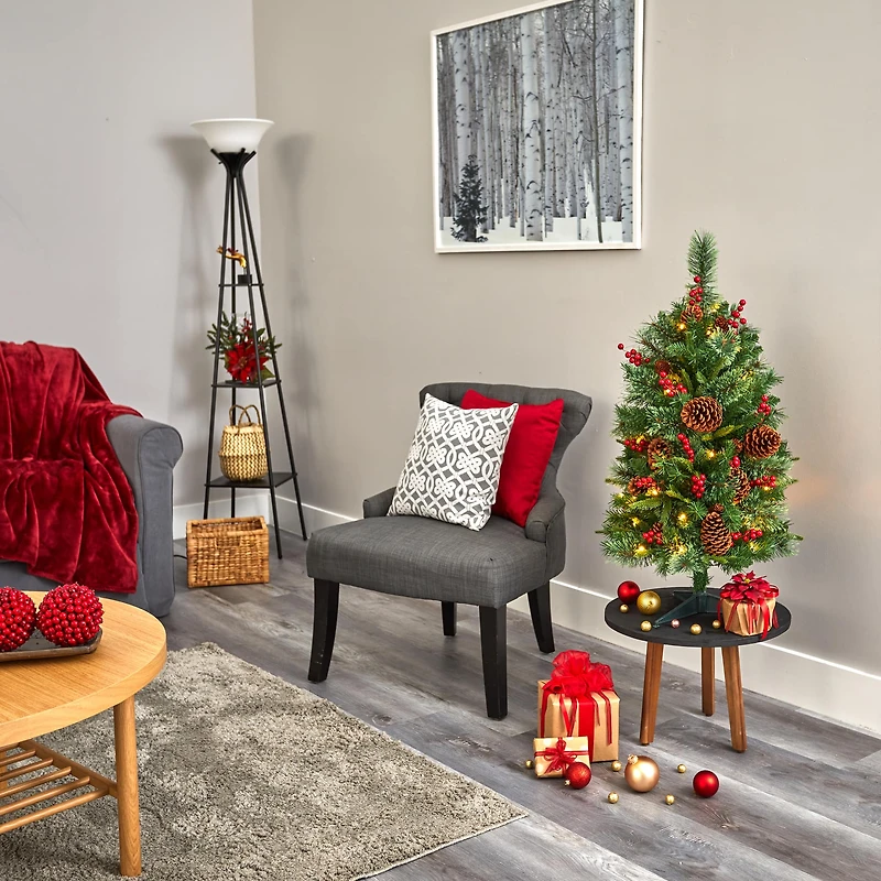 3ft. Pre-Lit Norway Mixed Pine Artificial Christmas Tree, Clear LED Lights