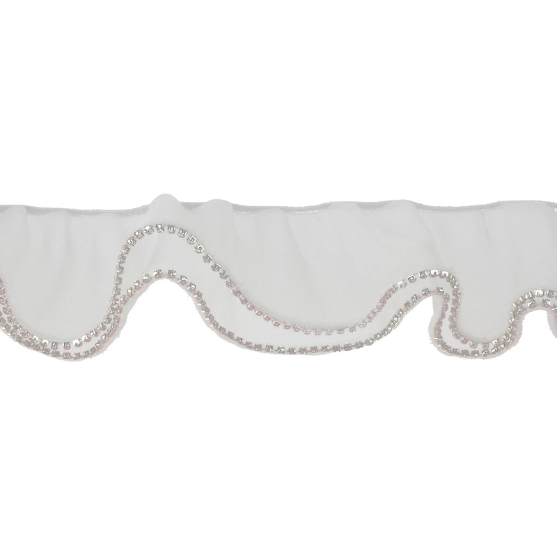 3.3" White Sheer Pleat with Rhinestone Trim by Celebrate It®