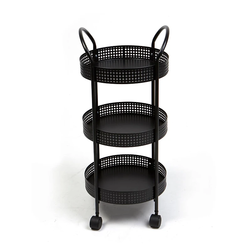 Mind Reader 27" Black 3-Tier Multi-Purpose Metal Utility Cart