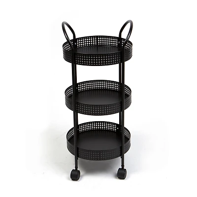 Mind Reader 27" Black 3-Tier Multi-Purpose Metal Utility Cart