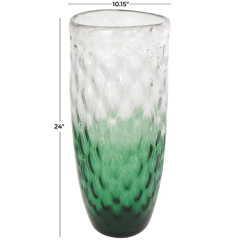 24" Green Ombre Handmade Glass Vase