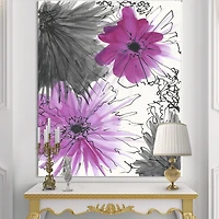 Designart - Handdrawn Pink Flowers in Bloom