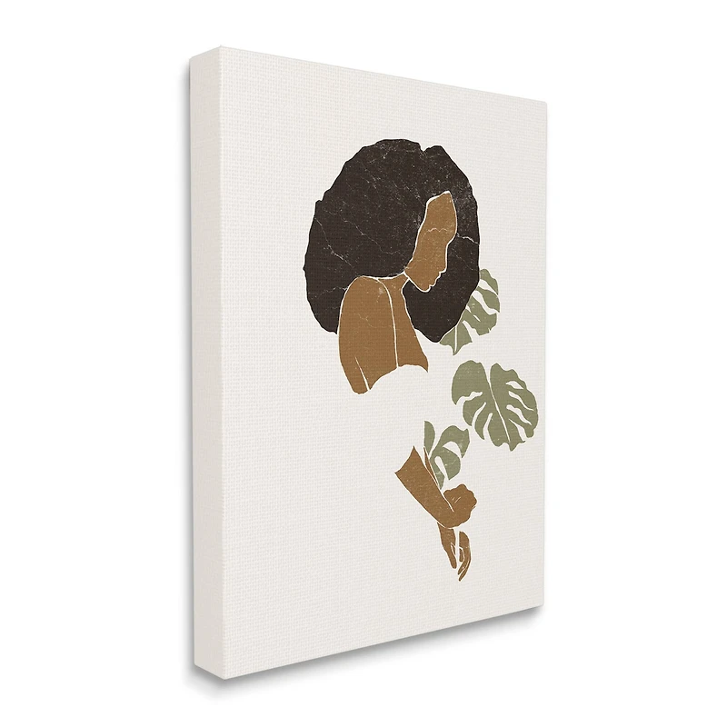 Stupell Industries Abstract Female Portrait Monsteras Minimal Earth Tones Canvas Wall Art