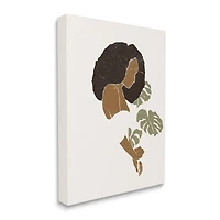 Stupell Industries Abstract Female Portrait Monsteras Minimal Earth Tones Canvas Wall Art