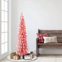 4ft. Pre-Lit Flocked Pink Alpine Artificial Christmas Tree, Clear Lights