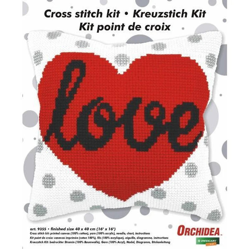Orchidea Cushion Cross Stitch Kit Heart