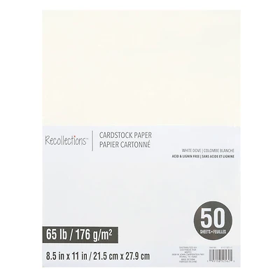 12 Packs: 50 ct. (600 total) White Dove 8.5" x 11" Cardstock Paper by Recollections™
