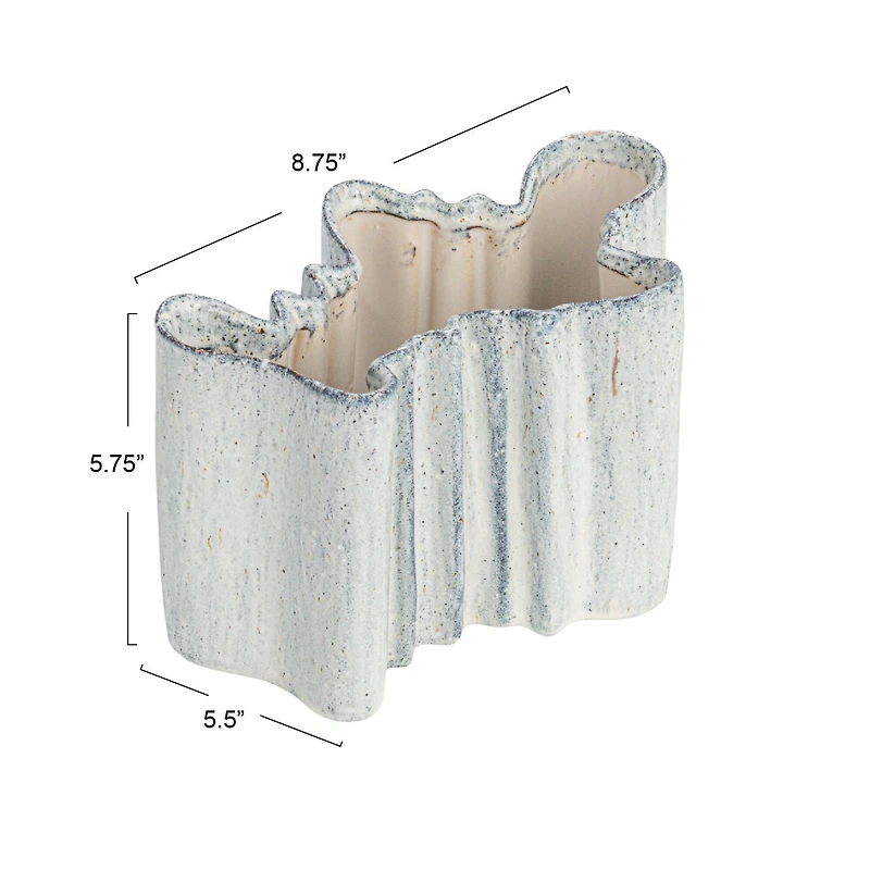 Hello Honey® 8.75" White Organic Stoneware Vase with Reactive Glaze